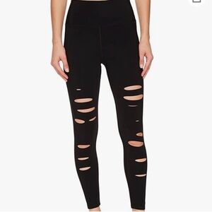 Women's Black Distressed Warrior Leggings size M